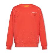 Rød Crewneck Sweatshirt med Malingssprut