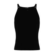 Sort Ribbestrikket Tank Top