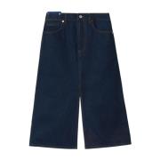 Indigo Blue Denim Midi Skjørt