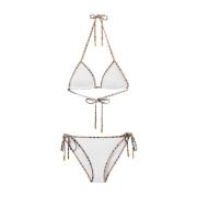 Vintage Check Triangle Halterneck Bikini Set