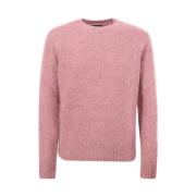 Rosa Crew-neck Genser med Metall Logo