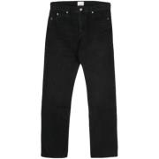 Denim straight jeans med slitt finish