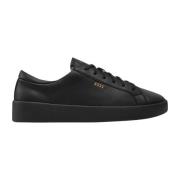 Svarte skinn sneakers med side logo