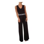 logo tape jumpsuit Nero