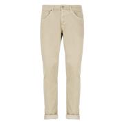 Beige Bomull Jeans med Broderi