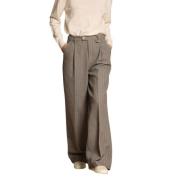 Beige Chino Bukser med Lurex Stripe