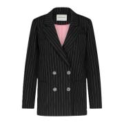 Glitter Pinstripe Double-Breasted Blazer