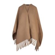 Brun Kamelull Frynset Cape