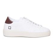 Brune skinn sneakers med logodetalj