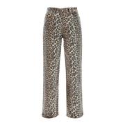 Leopardmønstret Wide Leg Jeans