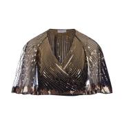 Gull Metallic Crop Top med V-hals