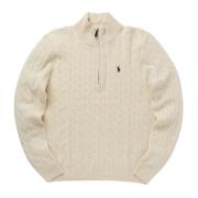 Beige Zip Genser med Twisted Mønster