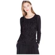 Sort brodert cardigan