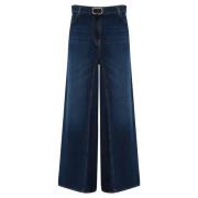 Denim Cropped Bukser med Belte