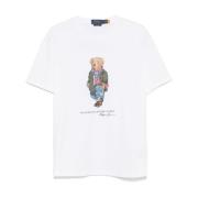 Hvit Polo Bear Print T-skjorte