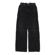 Svart Denim Høy Midje Wide Leg Jeans