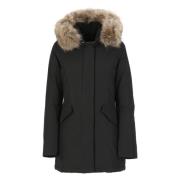 Sort Tech Fabric Parka med Pels