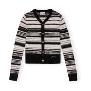 Stripete Ull Cardigan Svart