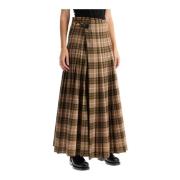 Flared Maxi Kilt Skjørt