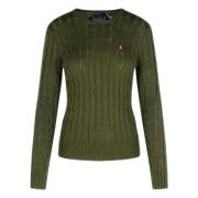 Grønn Crew Neck Sweater med Pony