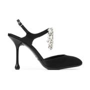 Krystall Svart Slingback Pumps