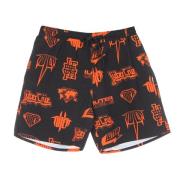 Sorte Horns Allover Boardshorts med Elastisk Midje