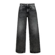 Grå Wide Leg Low Rise Jeans