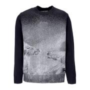 Sort Crewneck Genser med Ribbed Detaljer