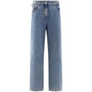 Indigo Blå Brodert Denim Jeans