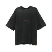 Sort T-skjorte med Logo Print og Crew Neck