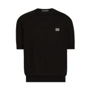 Sort Crew Neck Genser Korte Ermer