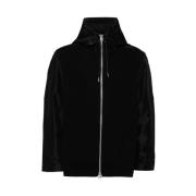 Svart Panel Zip-Up Hettegenser