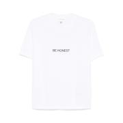 Hvit Be Honest Print T-skjorte