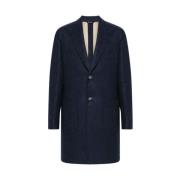 Navy Blue Wool Blend Coat