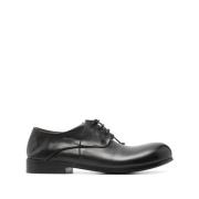 Svarte Skinn Panel Lace-up Sko