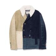 Denim Patchwork Double-Breasted Outerwear