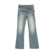 Indigo Denim Stonewashed Wraparound Jeans