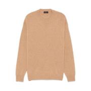 Kamelbrun Strikket Crew Neck Genser