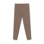 Beige Bomull Twill Tapered Leg Bukser