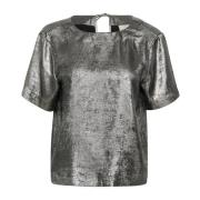 Metallisk bluse med korte ermer