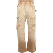 Beige Bomull Distressed Jeans