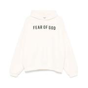 Beige Jersey Sweatshirt med Logo Print