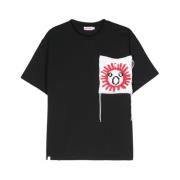 Svart Bomull Crew Neck T-skjorte