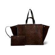 Stilig Brun Skinn Tote Bag