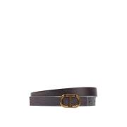 Reversibelt belte i skinn med oval spenne