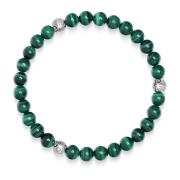 6mm Green Malachite Bracelet with Silver Balls