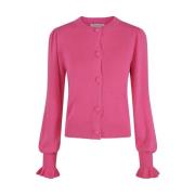 Varm Rosa Feminin Strikket Cardigan