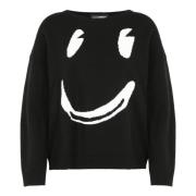 Boxy Style Pullover med Smiley Motif