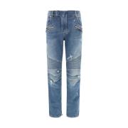 Vintage Biker Jeans med glidelsdetaljer