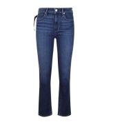 Stretch denim jeans med skinn lapp